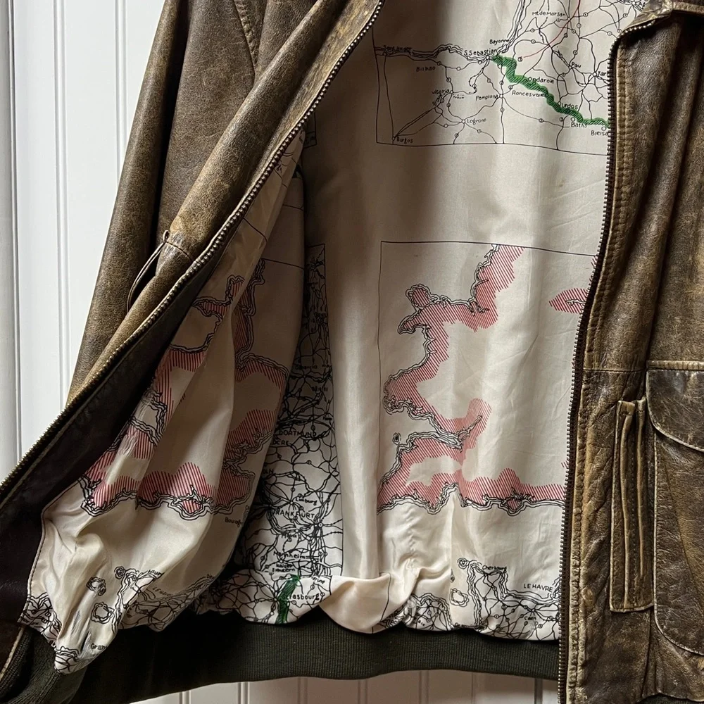 80s Flightline Pilots Leather Bomber Jacket XL Vintage